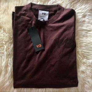 NWT Y-3 Burgundy Logo Long Sleeve Tee GK4515